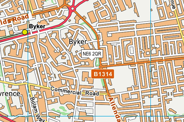 NE6 2QR map - OS VectorMap District (Ordnance Survey)