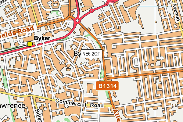 NE6 2QT map - OS VectorMap District (Ordnance Survey)