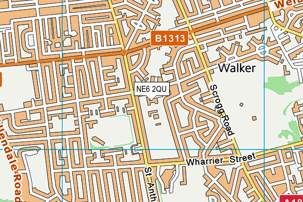 NE6 2QU map - OS VectorMap District (Ordnance Survey)