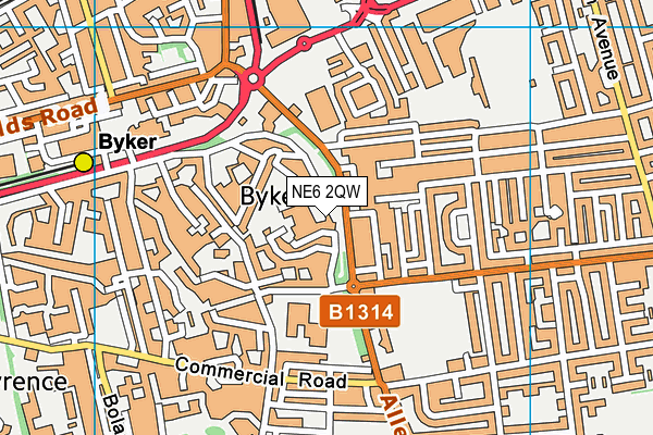 NE6 2QW map - OS VectorMap District (Ordnance Survey)