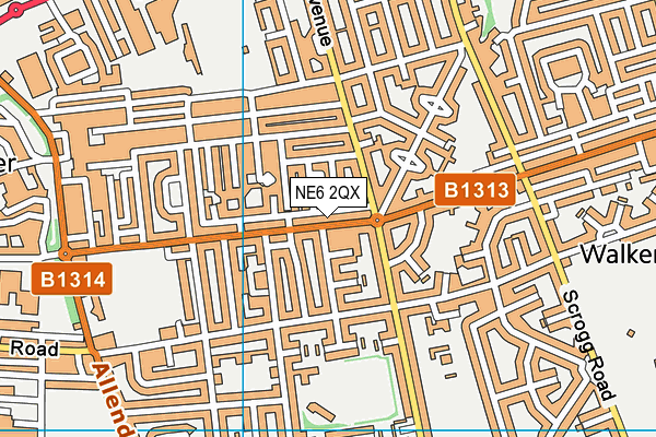 NE6 2QX map - OS VectorMap District (Ordnance Survey)