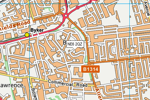 NE6 2QZ map - OS VectorMap District (Ordnance Survey)