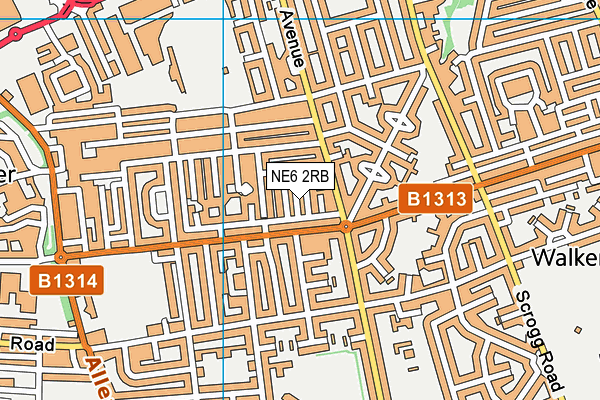 NE6 2RB map - OS VectorMap District (Ordnance Survey)
