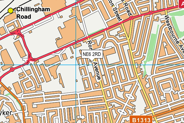 NE6 2RD map - OS VectorMap District (Ordnance Survey)