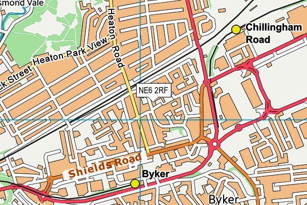 NE6 2RF map - OS VectorMap District (Ordnance Survey)