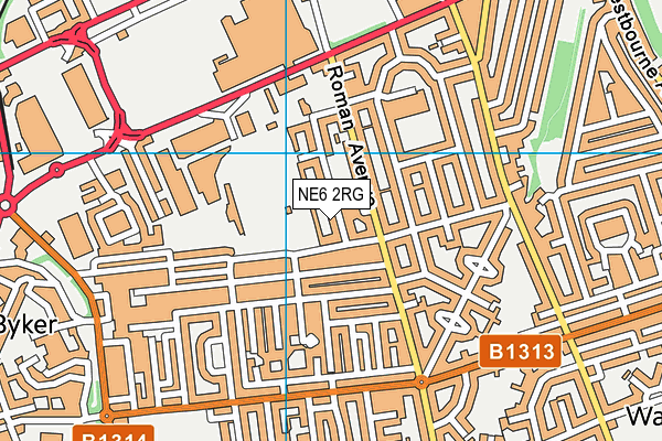 NE6 2RG map - OS VectorMap District (Ordnance Survey)