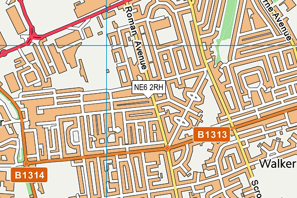 NE6 2RH map - OS VectorMap District (Ordnance Survey)