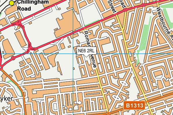NE6 2RL map - OS VectorMap District (Ordnance Survey)