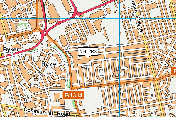 NE6 2RS map - OS VectorMap District (Ordnance Survey)