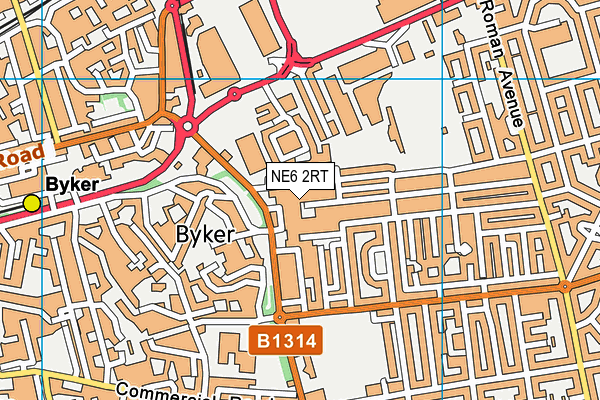 NE6 2RT map - OS VectorMap District (Ordnance Survey)