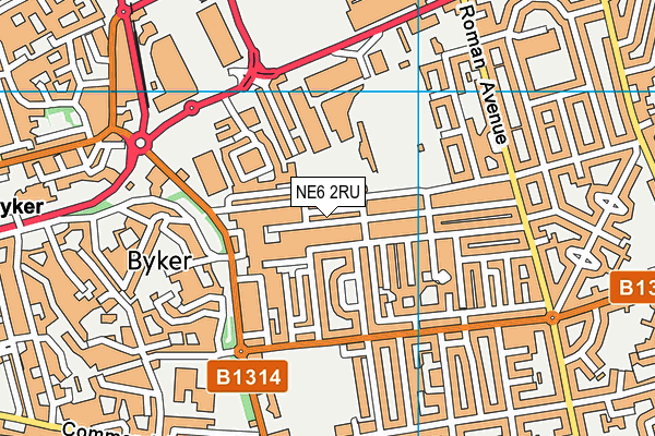 NE6 2RU map - OS VectorMap District (Ordnance Survey)