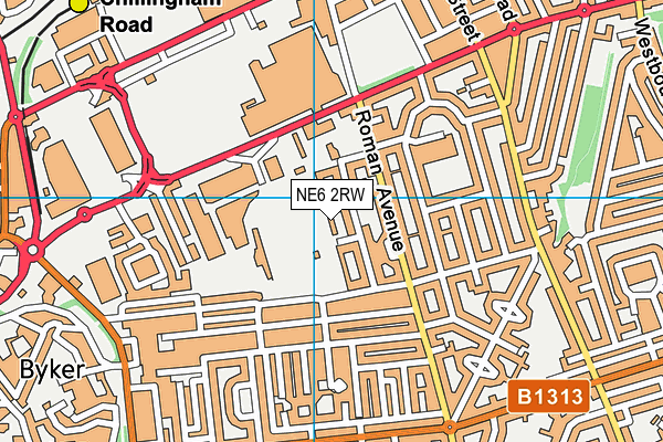 NE6 2RW map - OS VectorMap District (Ordnance Survey)