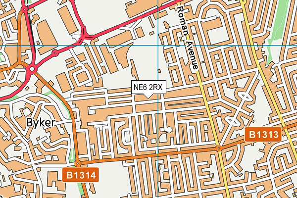 NE6 2RX map - OS VectorMap District (Ordnance Survey)