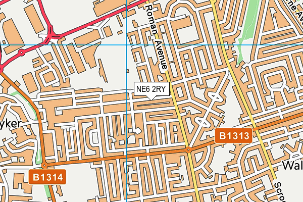 NE6 2RY map - OS VectorMap District (Ordnance Survey)