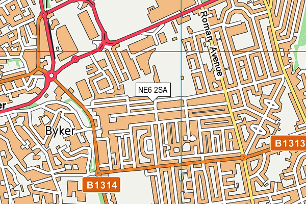 NE6 2SA map - OS VectorMap District (Ordnance Survey)