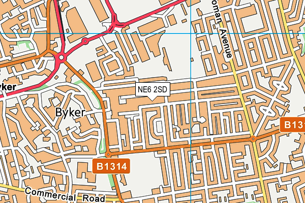 NE6 2SD map - OS VectorMap District (Ordnance Survey)