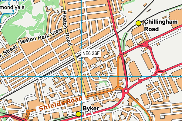 NE6 2SF map - OS VectorMap District (Ordnance Survey)