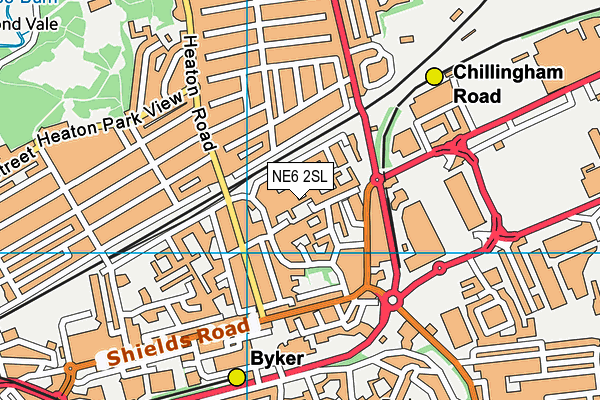 NE6 2SL map - OS VectorMap District (Ordnance Survey)