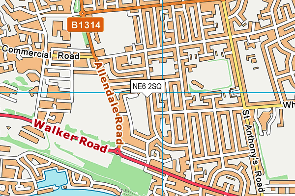 NE6 2SQ map - OS VectorMap District (Ordnance Survey)