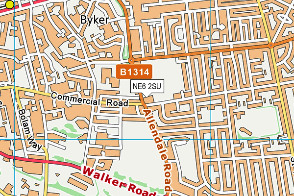 NE6 2SU map - OS VectorMap District (Ordnance Survey)