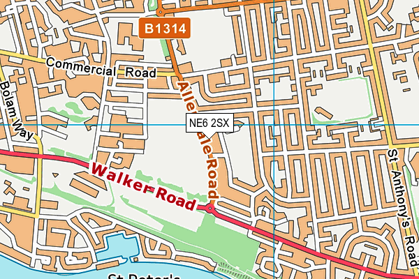 NE6 2SX map - OS VectorMap District (Ordnance Survey)