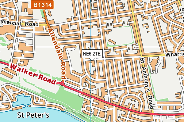 NE6 2TE map - OS VectorMap District (Ordnance Survey)