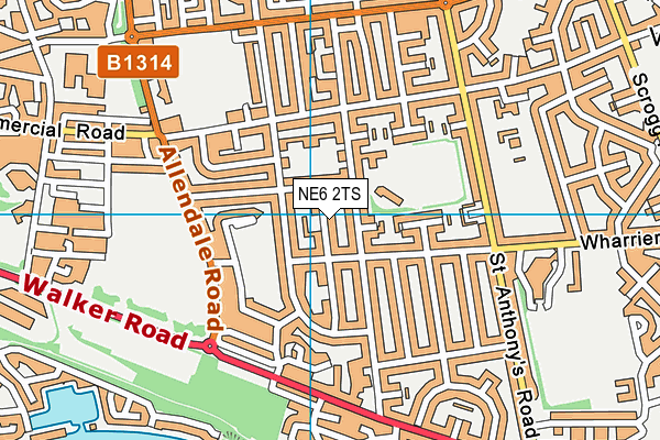 NE6 2TS map - OS VectorMap District (Ordnance Survey)