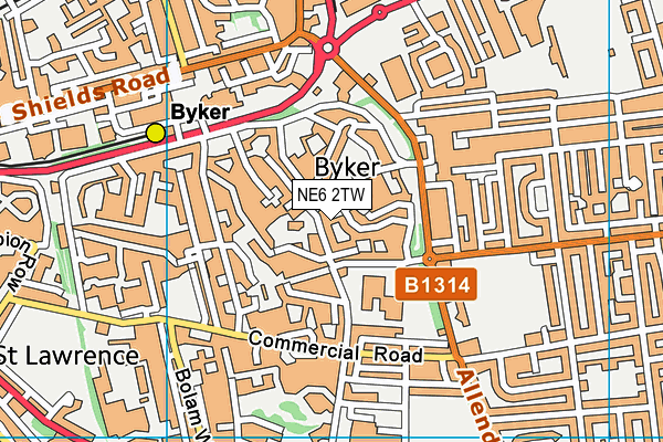 NE6 2TW map - OS VectorMap District (Ordnance Survey)