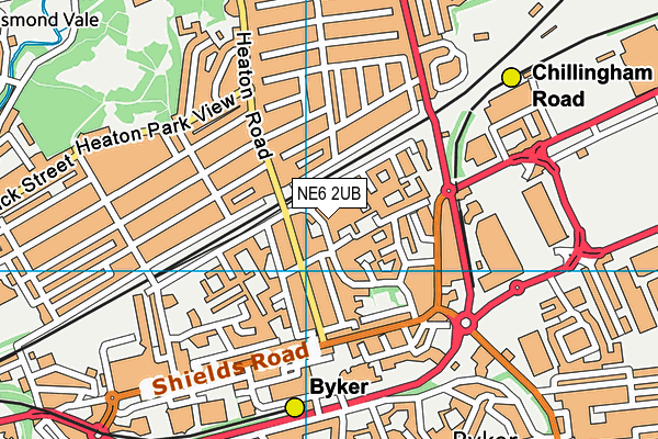 NE6 2UB map - OS VectorMap District (Ordnance Survey)