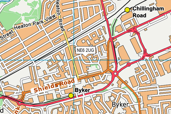 NE6 2UG map - OS VectorMap District (Ordnance Survey)