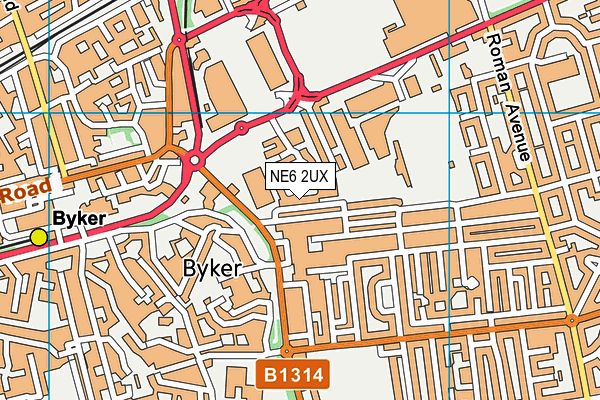 NE6 2UX map - OS VectorMap District (Ordnance Survey)