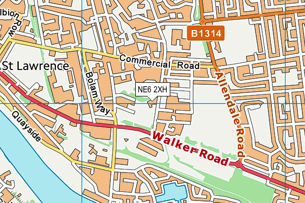 NE6 2XH map - OS VectorMap District (Ordnance Survey)