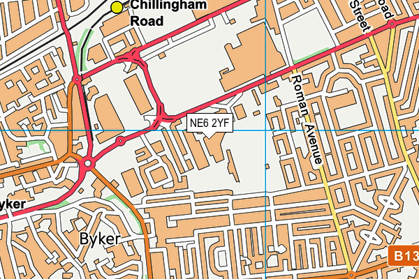 NE6 2YF map - OS VectorMap District (Ordnance Survey)