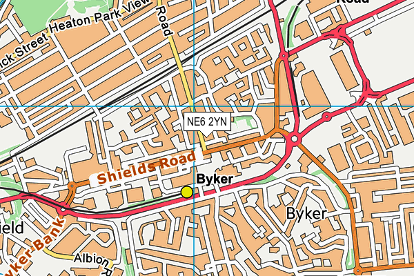 NE6 2YN map - OS VectorMap District (Ordnance Survey)