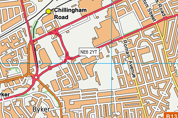 NE6 2YT map - OS VectorMap District (Ordnance Survey)