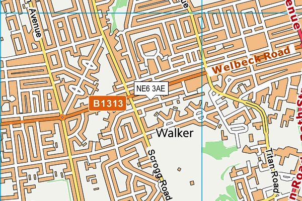 NE6 3AE map - OS VectorMap District (Ordnance Survey)