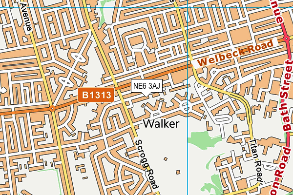 NE6 3AJ map - OS VectorMap District (Ordnance Survey)