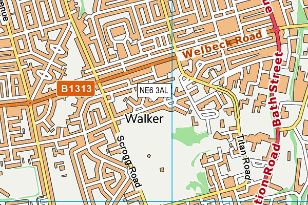 NE6 3AL map - OS VectorMap District (Ordnance Survey)