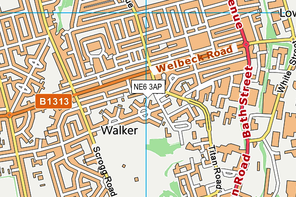 NE6 3AP map - OS VectorMap District (Ordnance Survey)