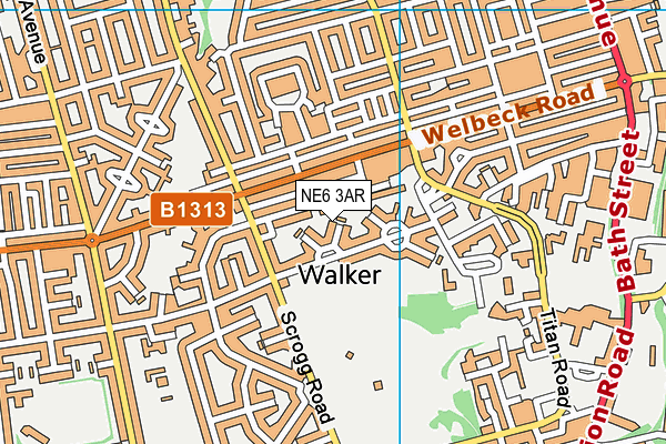 NE6 3AR map - OS VectorMap District (Ordnance Survey)