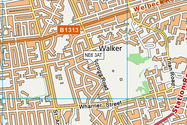 NE6 3AT map - OS VectorMap District (Ordnance Survey)
