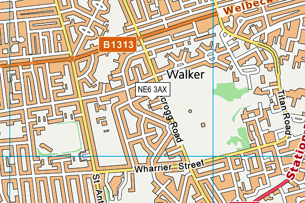 NE6 3AX map - OS VectorMap District (Ordnance Survey)