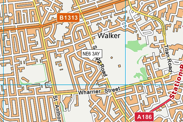 NE6 3AY map - OS VectorMap District (Ordnance Survey)
