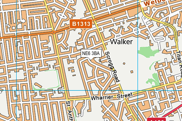 NE6 3BA map - OS VectorMap District (Ordnance Survey)