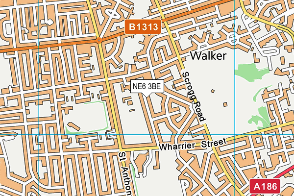 NE6 3BE map - OS VectorMap District (Ordnance Survey)