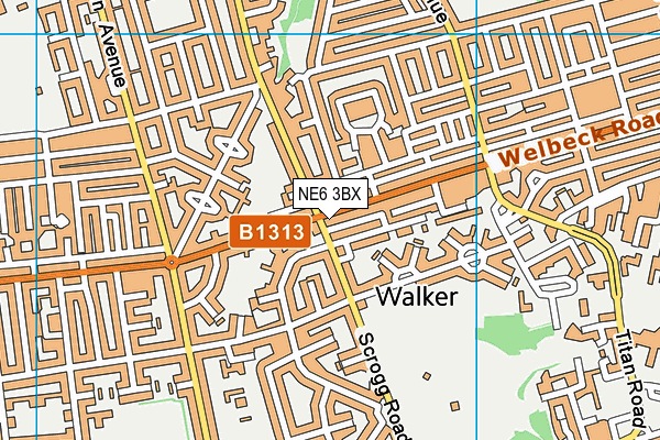 NE6 3BX map - OS VectorMap District (Ordnance Survey)