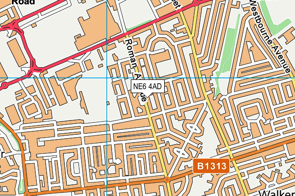 NE6 4AD map - OS VectorMap District (Ordnance Survey)