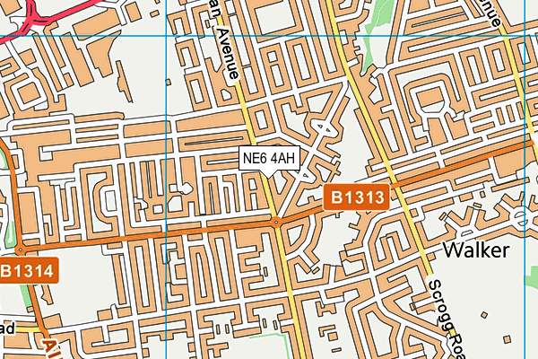 NE6 4AH map - OS VectorMap District (Ordnance Survey)