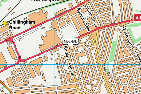NE6 4AL map - OS VectorMap District (Ordnance Survey)