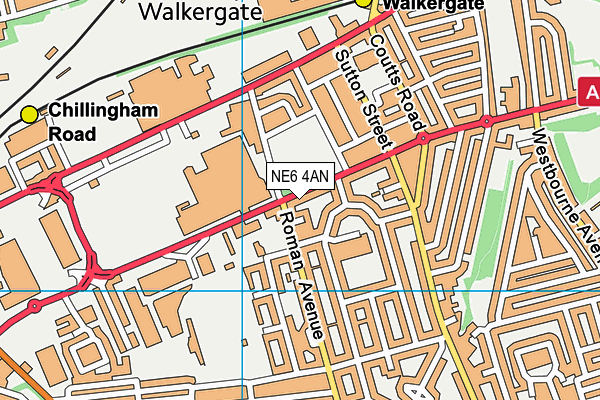 NE6 4AN map - OS VectorMap District (Ordnance Survey)